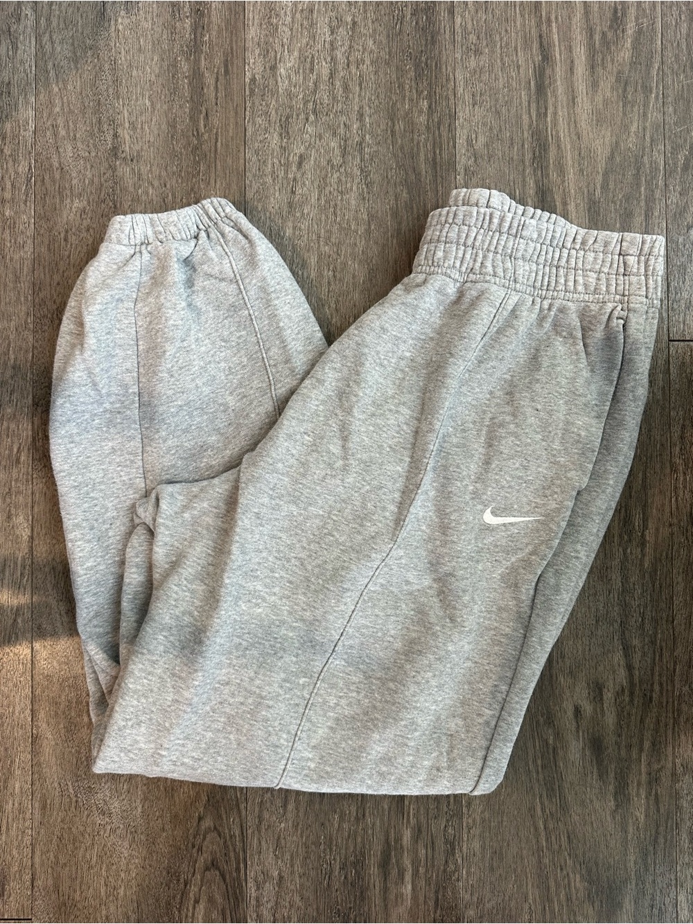 Nike Light Gray Women's Fleece Joggers with White Swoosh
